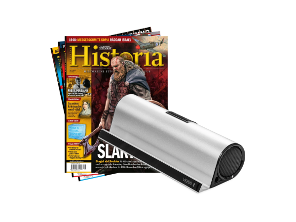 Högtalare till surfplatta och mobil och 3 nr. av Världens Historia