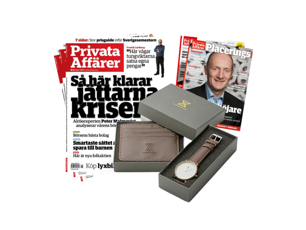 Klocka, korthållare och 6 nr. av Privata Affäre